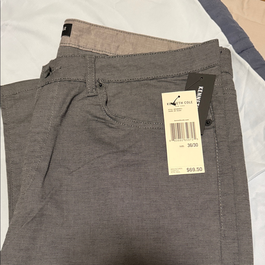 Kenneth Cole Gray Textured Stretch Chinos